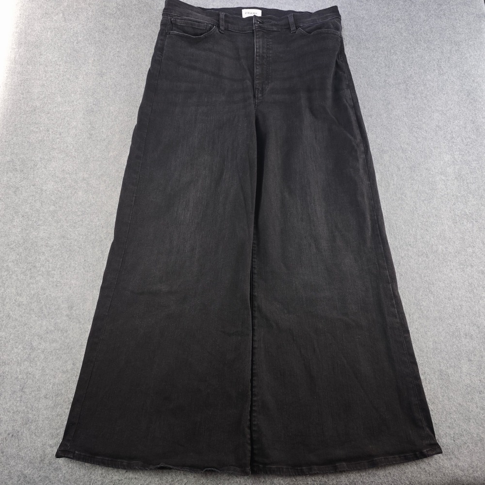 Frame Le Palazzo Tilt Jeans Womens 33 Wide Leg Black Denim High Rise Stretch
